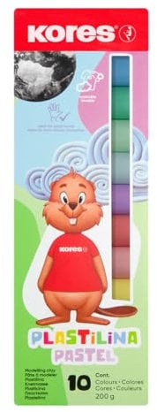 Kores - Plastilina Pastel: Pasta Modellabile in Plastilina per Bambini, Morbida e Facilmente Modellabile, Lavabile e Non Tossica, Set di 10 Colori Pastello, Bianco e Nero x 20g