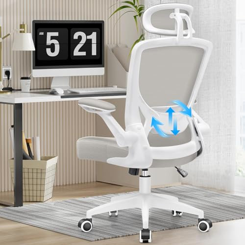 DoChair Ergonomischer Bürostuhl, Schreibtischstuhl mit Hochklappbaren Armlehnen,Kopfstütze und Lordosenstütze sind Verstellbar,Einstellbare Höhe und Neigungswinkel(90°/110°/130°,Max 200KG