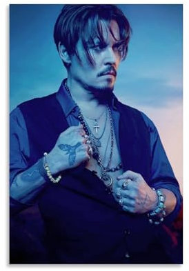 OqcEha Johnny Depp Poster, Superstar-Kunstwerke, Leinwand, ästhetische Wandkunstdrucke, Zuhause, moderne Dekoration, Geschenke, 40 x 60 cm