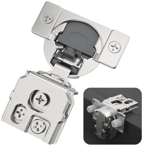 Chibery Lot de 4 charnières d'armoire de cuisine 3D à fermeture douce pour porte de cadre de façade, chevilles pré-assemblées faciles à enfiler, nickel satiné caché, ouverture à 105° en acier