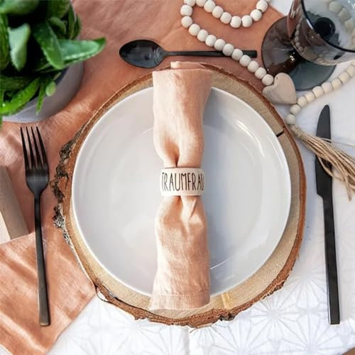 Personalisierte Serviettenringe aus Holz, graviert, Namens-Serviettenring, Tischdekoration für Hochzeit, Jahrestag, Geburtstag, Weihnachten, personalisiertes Geschenk (20 Stück)