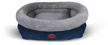 PATAM Hunde- und Katzenbett – Abnehmbarer Bezug, weich und rutschfest – maschinenwaschbar – Kira Blau, Small 51 x 46 x 18 cm