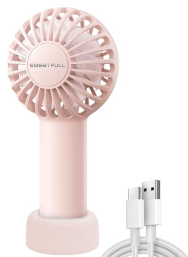LULUWA Mini Portable Fan Powerful Handheld Fan Rechargeable, 3 Speeds Personal Small Hand Fan for Travel Makeup Eyelash Fan for Stylish Kids Girls Women (Pink)