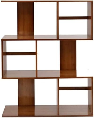 Zeitungsständer Bücherregal, versetztes Bücherregal, Bambus, Industrie-Stil, Präsentationsständer, Raumteiler, freistehendes Lagerregal, Bücherregal, Vintage-Farbe Bücherständer ( Color : 4 Tiers , Si