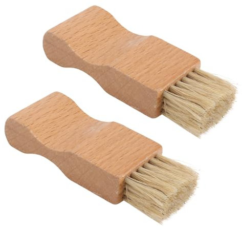 2 Stück Holz Schuhbürste in Khaki für Schuhe Reinigung und Politur