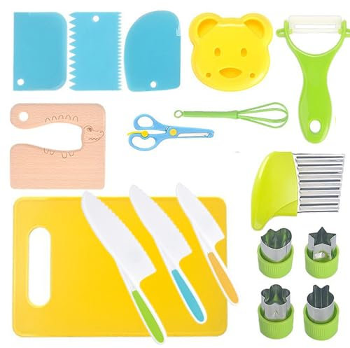 xutong Cuchillo de Seguridad para Kit Cocina Montessori, kit de cuchillo de plástico para no dañar las manos, cuchillo para cortar frutas y verduras 