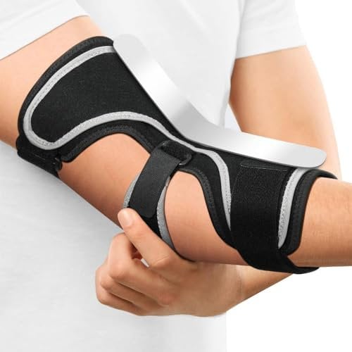 FORTEMOTUS Ellenbogen Bandage, Schiene Kubitaltunnelsyndrom Ellenbogen Orthese Verstellbar Winkel Armbandage für Tennisarm Golfer Sehnenscheidenentzündung für Links und Rechts, Damen, Herren, L