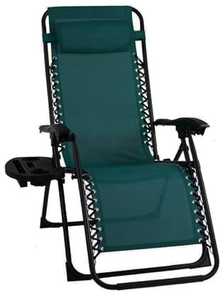 EIGFOH Tumbonas Plegables,Tumbonas Jardin Exterior Silla de Playa con Portavasos y Reposacabezas,Silla de Playa Ajustable para Jardín,Playa,Piscina,Terraza,Carga de 150 KG (Verde 1 Tumbonas)
