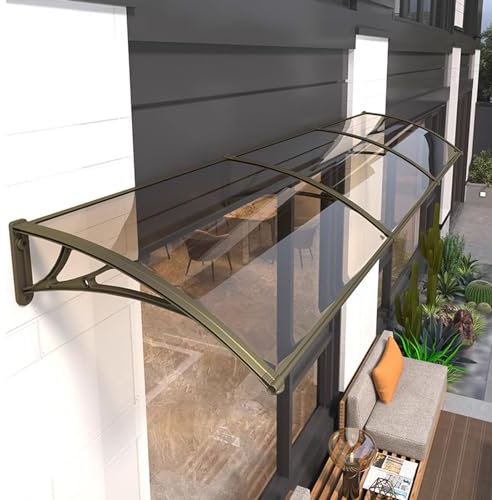 Braune Türmarkise,Vordach für die Haustür,Außenmarkise,99% UV-beständige Polycarbonat-Abdeckung,Terrassen-Veranda-Markise,mit Goldener Halterung,Fenster-Garten-Überdachung,Regenschutzabdeck
