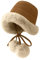 crazy bean Fischerhut Damen Fell Winter Glockenhut Damen mit Gefütterte mit Bommel Kinnriemen Warm Damenmützen Fluffy Elegant Kunstpelz Cloche braun