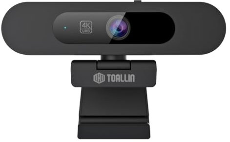 TOALLIN 4K Webcam with WDR, AI Tracking with Auto-Framing, Auto-Focus, 5X Adjustable Digital Zoom, Built-in Dual Noise-Canceling Mics, 92° FOV Webcam for Conferencing, Online Video Calls