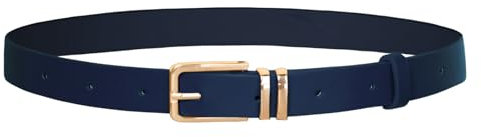 GRACE KARIN Damen Klassische Ledergürtel Taillengürtel Mittlerer PU-Leder Gürtel Elegant Trachtengürtel für Kleider Jeans Hosen mit Goldener Schnalle M Marineblau