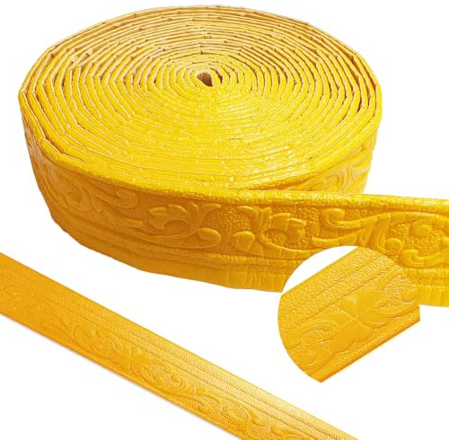 BOUFEIDA Deckenleisten Selbstklebend, Zierleisten Selbstklebend, 10m x 8cm Wasserdicht Bordüre 3D, Stuckleisten Decke Tapete Fliese Trims und Kanten Bordüre für Flur, Decke, Ecke Linie, Gold