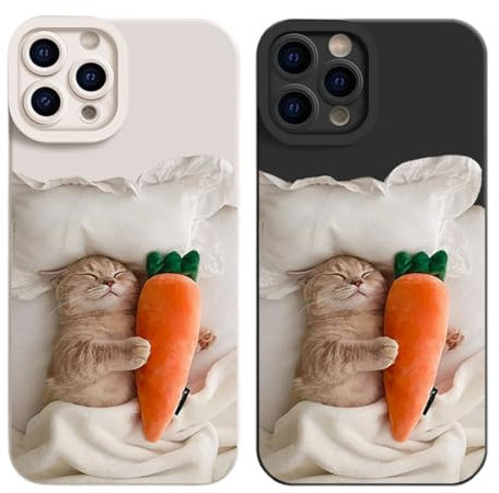 CULEO Mobile Phone Basic Cases, for iPhone 16 Pro Max 2 pieces of cat pattern mobile phone cases, soft silicone full cover shockproof soft case