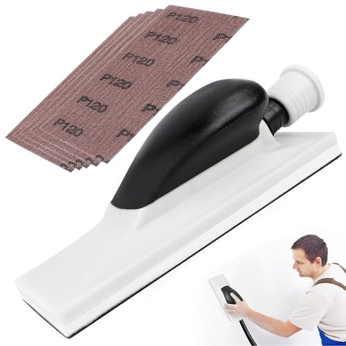 Yuiturt Handschleifer mit Absaugung, 51 Löcher, 200 * 70mm Schleifklotz mit 5 Netz-Schleifstreifen P80 P120 P180 P240 P320, Staubfreies Schleifen für Holz, Gips und Trockenbau