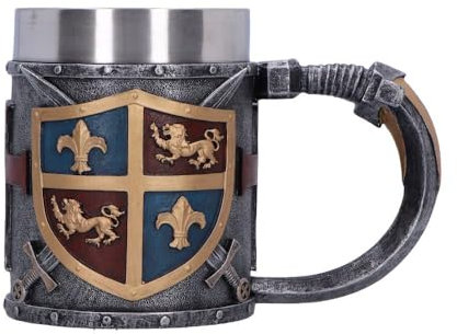 Nemesis Now Ornate Medieval Tankard Stein Mug with Removable Metal Insert, Renaissance Decor and Gifts - Heraldic Tankard