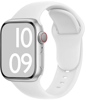 ELETTRONEO C1A Armband für Apple Watch Band Ultra 3 2 49mm, Series 11 10 46mm, 9 8 7 45mm 41mm, SE 6 5 4 44mm 40mm, 3 2 1 42mm 38mm Damen Herren Sport Silikon Strap Weiß