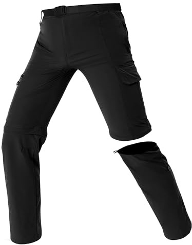 SOLOYEE Pantalon de randonnée zippé pour homme - Imperméable et à séchage rapide - Pantalon d'été pour homme avec ceinture amovible - Pantalon de trekking pour la randonnée, le camping et plus encore