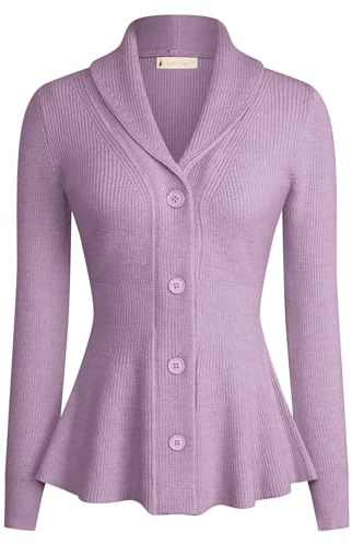 Belle Poque Cardigan casual da donna con risvolto a scialle a maniche lunghe con bottoni
