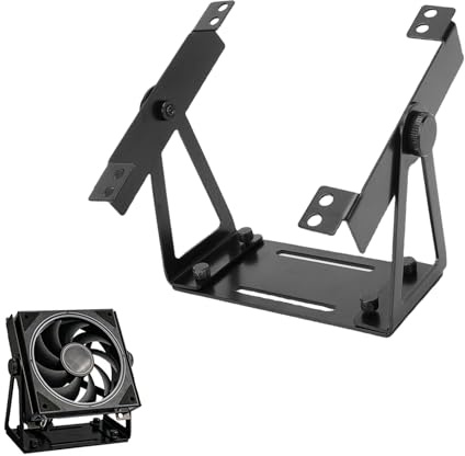 Plyisty 360° Pivoting PC Fan Mount for 120mm & 140mm Fans, Black | Aluminum Alloy Desk Stand & Wall Bracket for DIY Cooling Projects, Versatile Computer Fan Holder