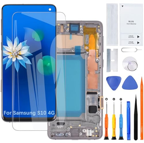Display Bildschirm für Samsung S10 4G TFT Schwarz mit Rahmen | Ohne Fingerabdrücke,Werkzeugsatz tragen,TFT LCD,HD Display,Bildschirm ersetzen,für Modelle:G973F G973U G973W G973U1