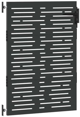 Portail de Jardin en Métal, Portillon de Jardin Porte de Clôture Extérieur Noir 85 x 125 cm Acier peint par poudre