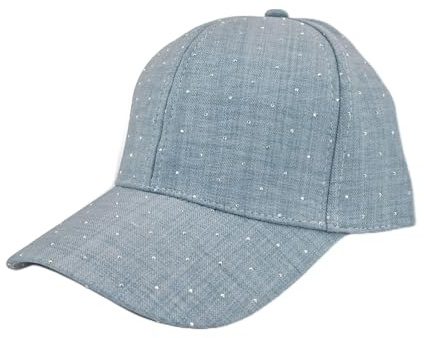 styleBREAKER Damen Baseball Cap Strass Glitzer Steine | 6-Panel Kappe aus Polyester, 7 cm gebogener Schirm, integriertes Schweißband, stufenlos per Schnalle anpassbar (55-59 cm).
