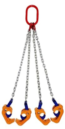 Alloy Steel Vertical Lifting Clamp, 1T Steel Lifting Chain Sling with Four Chains,Secure Grip for Plastic and Metal Drums(Style 2)