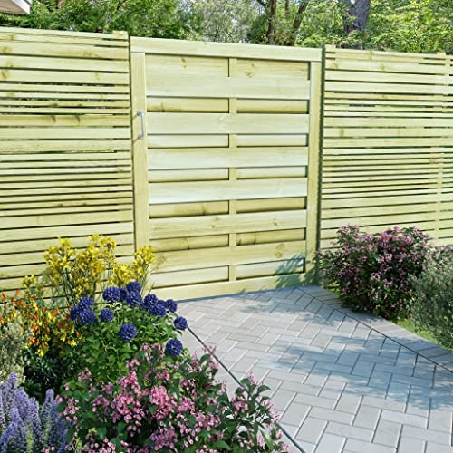 Tonture Portail de jardin en bois de pin imprégné, vert, 100 x 125 cm, porte rustique pour clôture, cour et jardin, résistante aux intempéries, montage stable, porte d'entrée assortie