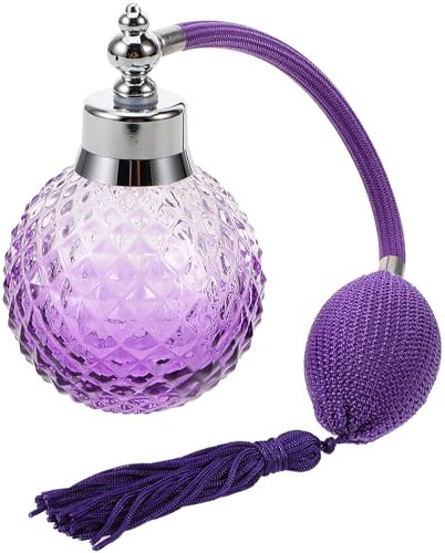 Rosenice Vintage Perfume Bottle, 100ml Perfume Atomisers Refillable, Purple Crystal Art Glass Perfume Atomiser with Long Spray Tassel for Cosmetics, Cocktail Making, and Home Decor