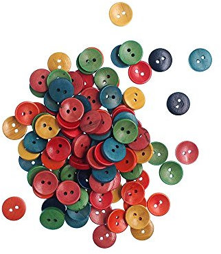 RayLineDo® 100 Stück 15 mm runde Knöpfe 2 Löcher konkave Retro Holzknöpfe für DIY Nähen Basteln