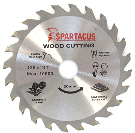 Spartacus 136mm x 24 Teeth x 20 Bore Cordless Wood Cutting Circular Saw Blade Fits Makita DCS550 DSS500 DSS501