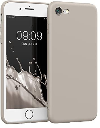 kwmobile Handyhülle kompatibel mit Apple iPhone SE (2022) / iPhone SE (2020) / iPhone 8 / iPhone 7 Hülle - Handy Case aus weichem Silikon in Beige matt
