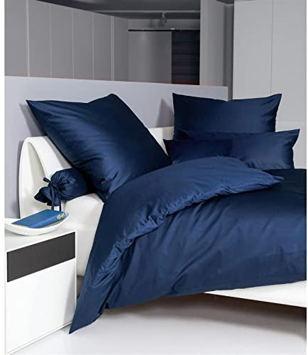 Janine Mako Satin Bettwäsche Uni Colors 240 x 220 cm Marine