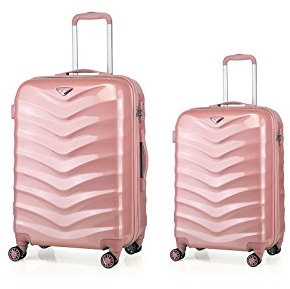 ABISTAB Verage Hartschalenkoffer Seagull 2er Koffer-Set S+M (55-66 cm) 4 Räder Rosegold TSA-Schloss, 2 teilig Hartschale-Reisekoffer mit Handgepäck Trolley