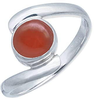 Ring 925 Silber Karneol orange roter Stein Edelstein echt Silber Damen Sterling Silber Geschenk (MRG-003-16-(54))