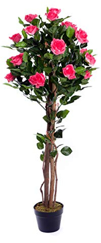 Best Artificial 4ft 120cm Rose Flower Tree garden conservatory office plant (Pink)