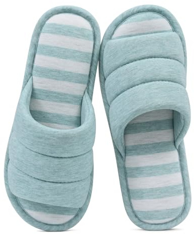 shevalues Open Toe House Slippers for Women Men Memory Foam Bedroom Shoes
