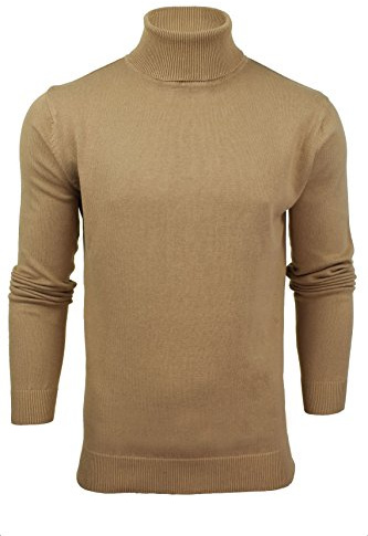 BRAVE SOUL Mens Polo Roll Neck Jumper Hume (Tan/Tan) L