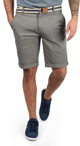 !Solid SDMonty Herren Chino Shorts Bermuda Kurze Hose mit Gürtel Stretch Eingrifftaschen Baumwollmischung Regular fit, Größe:XL, Farbe:Mid Grey (2842)