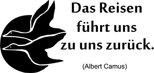 Wandtattoo: 'Das Reisen führt uns zu uns zurück.' Redewendung, Spruch, Weisheit/Farb- und Größenwahl (Gelb - 450 mm x 220 mm)