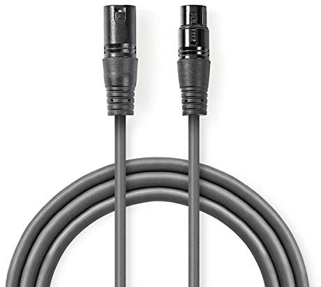 DMX-Adapterkabel - XLR 3-Pin Stecker - XLR 3-Pin Buchse - Vernickelt - 20.0 m - Rund - PVC - Dunkelgrau - Kartonverpackung