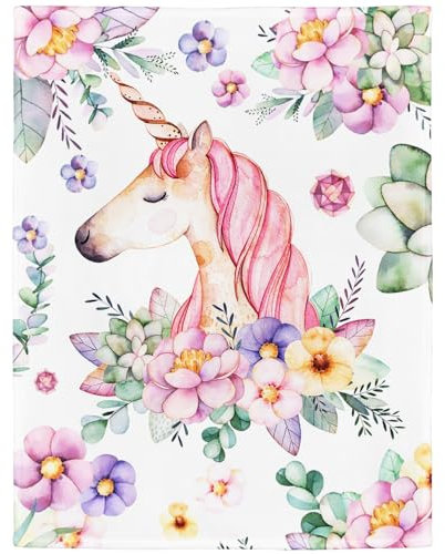 YISUMEI Decke 125x150 cm Kuscheldecken Sanft Flanell Weich Fleecedecke Rosa Einhorn