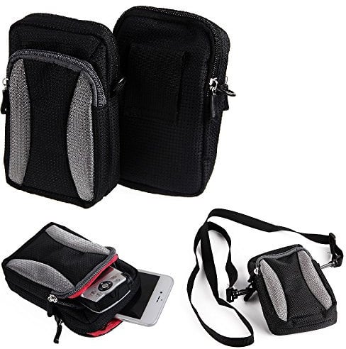 K-S-Trade Qualitativ & Innovativ Fototasche Für Canon PowerShot SX740 HS Gürtel-Tasche Holster Umhänge Tasche Kameratasche, Schwarz-grau