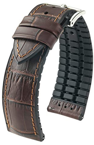 HIRSCH Unisex Performance Uhrenarmband Modell Paul 22 mm Braun