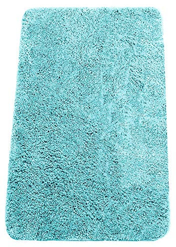 Brandsseller Badezimmerteppich 50x80 cm Badvorleger Badematte Badteppich rechteckig Chenille rutschfest saugstark maschinenwaschbar - Aqua