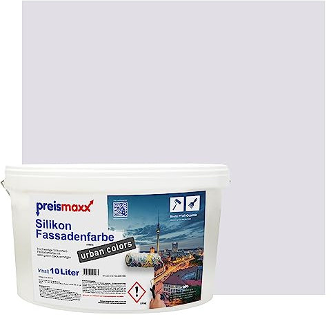 Preismaxx Silikonharz Fassadenfarbe, Zartviolett Lila 10L hochwertige, matte, wasserabweisende Aussen-Dispersion, sehr guter Regenschutz - Abperleffekt