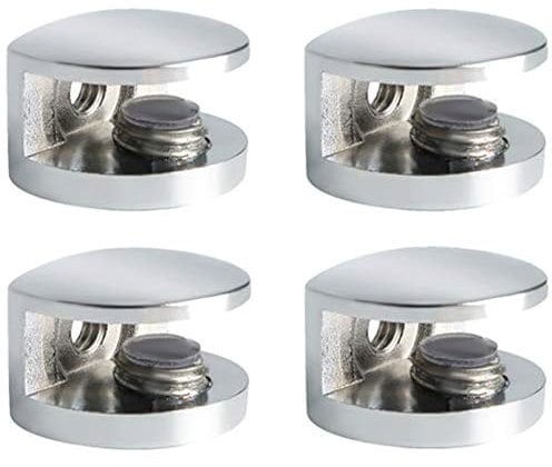 SAYAYO Soporte Estante Cristal Abrazadera de Vidrio Ajustable 5-8MM Espesor 4 Piezas Soporte para Estantería Aleación de Zinc Pulido para Estantes de Cristal y Madera, EBL3008-4P