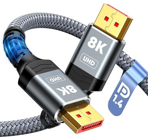 Capshi 3FT 8K DisplayPort Cable 1.4 1M DP to DP Cable 32.4Gbps High Speed | VESA Certified 8K@60Hz,4K@144Hz,2K@240Hz/165Hz,Display Port Cable for Gaming Monitor, HDR/FreeSync/G-Sync, Braided