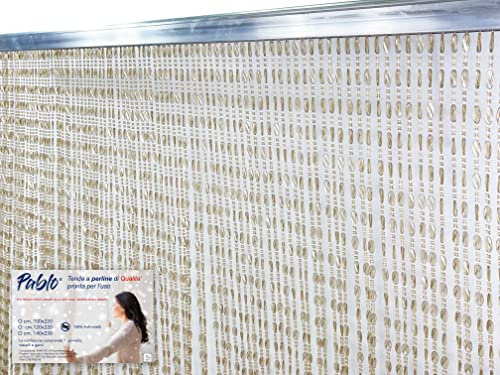 tex family Pablo © Rideau à Perles Anti-Insectes, en PVC, Anti-Bruit, Barre Metallique (Cm. 100x220, Beige)
